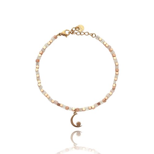 Obrazek Bransoletka ze stali z kwarcami B99516a