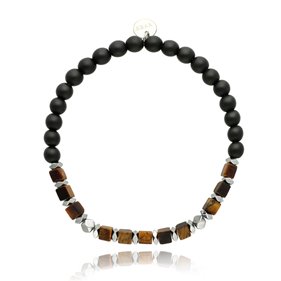 Obrazek Bransoletka męska z tygrysim okiem i agatami BM97715