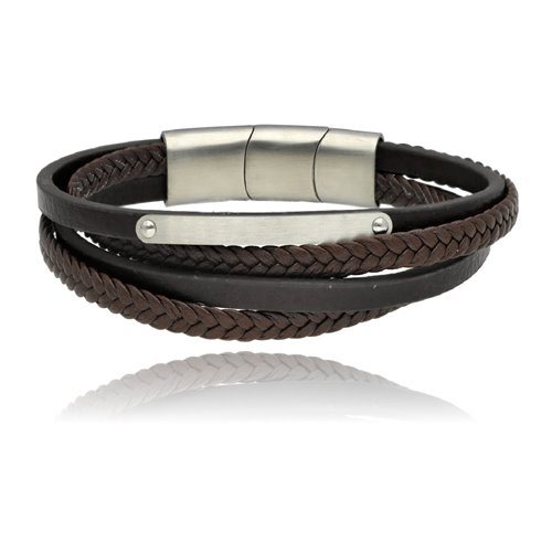 Obrazek Bransoletka męska ze skóry BM97157 b