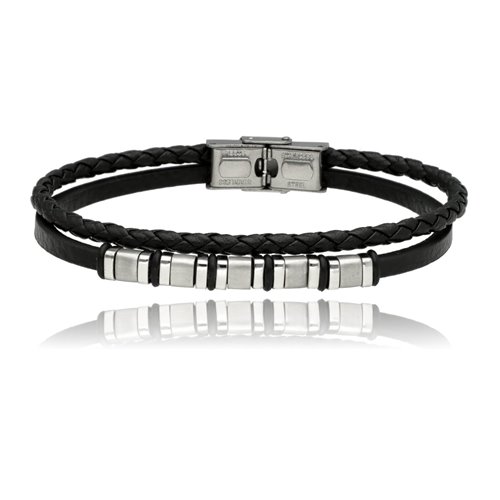 Obrazek Bransoletka męska ze skóry BM97145