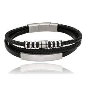 Obrazek Bransoletka męska ze skóry BM97114