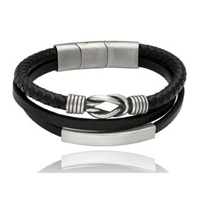 Obrazek Bransoletka męska ze skóry BM97113