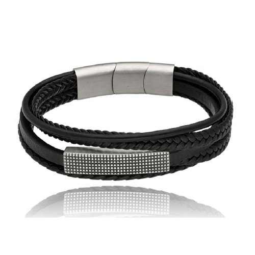 Obrazek Bransoletka męska ze skóry BM97112