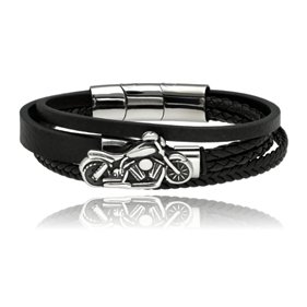 Obrazek Bransoletka męska ze skóry BM97109