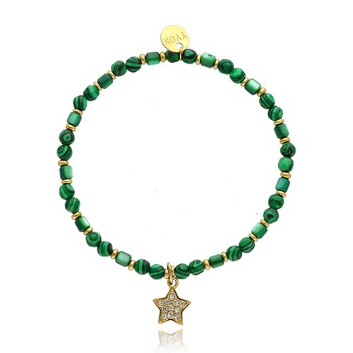 Obrazek Bransoletka z malachitami i muszlą B97680