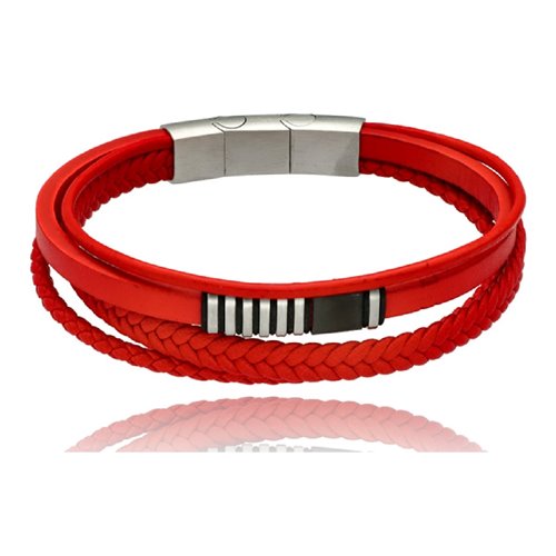 Obrazek Bransoletka męska ze skóry BM97154