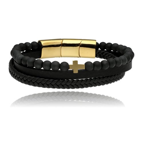 Obrazek Bransoletka męska ze skóry BM97125