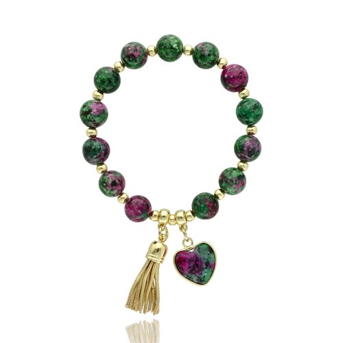 Obrazek Bransoletka zoisyt z rubinem B97118